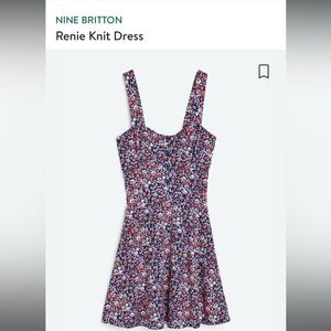 NWT  Nine Britton  Navy Blue, Red & Purple Floral Knit Button Down Dress - XS